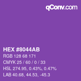 Color code: HEX #8044AB | qconv.com