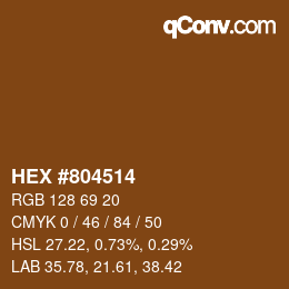 颜色代码: HEX #804514 | qconv.com