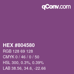 Color code: HEX #804580 | qconv.com
