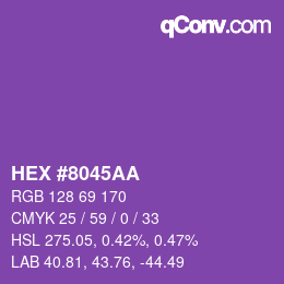 Color code: HEX #8045AA | qconv.com