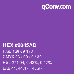 Color code: HEX #8045AD | qconv.com