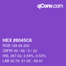 Farbcode: HEX #8045C8 | qconv.com