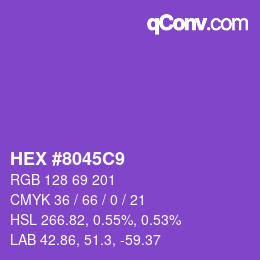 Farbcode: HEX #8045C9 | qconv.com