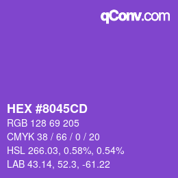 Color code: HEX #8045CD | qconv.com