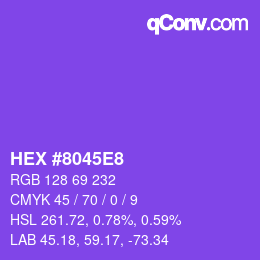カラーコード: HEX #8045E8 | qconv.com