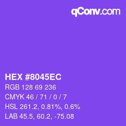Farbcode: HEX #8045EC | qconv.com