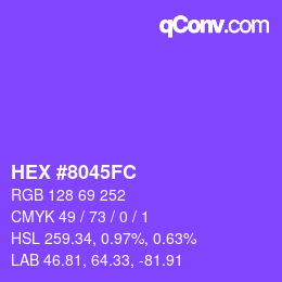 カラーコード: HEX #8045FC | qconv.com
