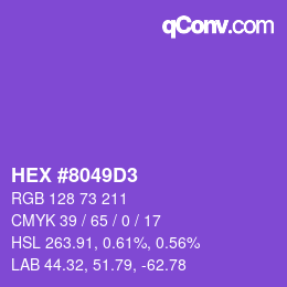 カラーコード: HEX #8049D3 | qconv.com