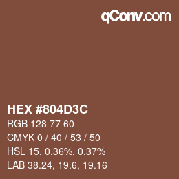 Color code: HEX #804D3C | qconv.com