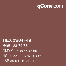 カラーコード: HEX #804F49 | qconv.com