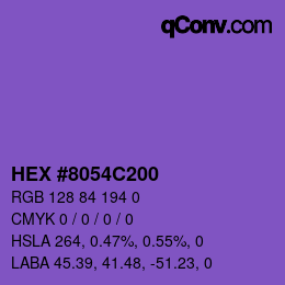 Farbcode: HEX #8054C200 | qconv.com
