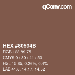 Color code: HEX #80594B | qconv.com