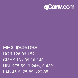 颜色代码: HEX #805D98 | qconv.com