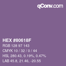 颜色代码: HEX #80618F | qconv.com