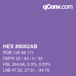 Color code: HEX #8062AB | qconv.com