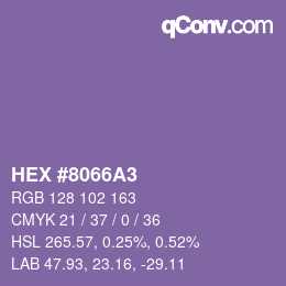 Farbcode: HEX #8066A3 | qconv.com