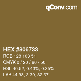 颜色代码: HEX #806733 | qconv.com