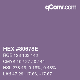 Farbcode: HEX #80678E | qconv.com