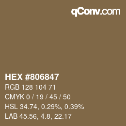 颜色代码: HEX #806847 | qconv.com