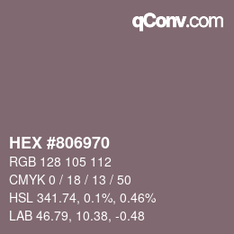颜色代码: HEX #806970 | qconv.com