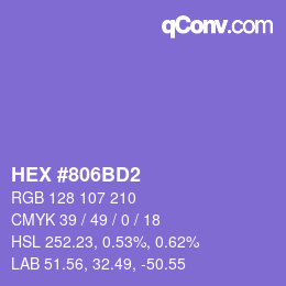 カラーコード: HEX #806BD2 | qconv.com