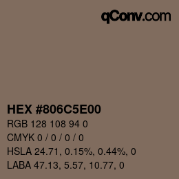 Color code: HEX #806C5E00 | qconv.com