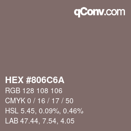 颜色代码: HEX #806C6A | qconv.com