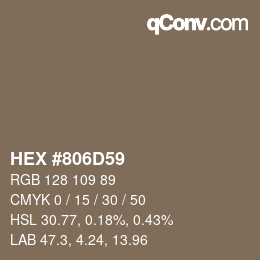 颜色代码: HEX #806D59 | qconv.com