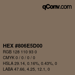 Color code: HEX #806E5D00 | qconv.com
