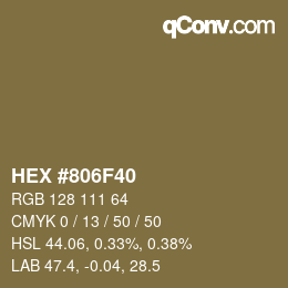 Color code: HEX #806F40 | qconv.com