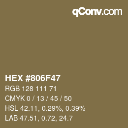 Farbcode: HEX #806F47 | qconv.com