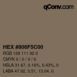 Color code: HEX #806F5C00 | qconv.com