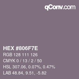 Color code: HEX #806F7E | qconv.com
