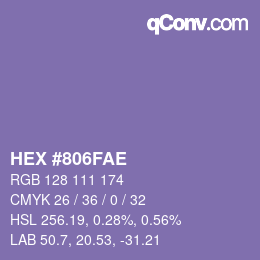 カラーコード: HEX #806FAE | qconv.com