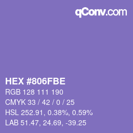 Farbcode: HEX #806FBE | qconv.com
