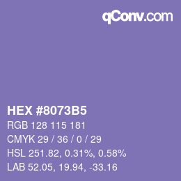 颜色代码: HEX #8073B5 | qconv.com