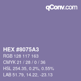 Farbcode: HEX #8075A3 | qconv.com