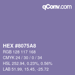 颜色代码: HEX #8075A8 | qconv.com