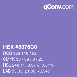 Color code: HEX #8076C0 | qconv.com