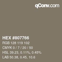Farbcode: HEX #807766 | qconv.com