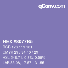 カラーコード: HEX #8077B5 | qconv.com