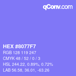 Color code: HEX #8077F7 | qconv.com