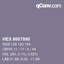 颜色代码: HEX #807890 | qconv.com