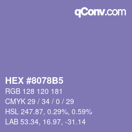颜色代码: HEX #8078B5 | qconv.com