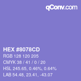 Color code: HEX #8078CD | qconv.com