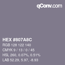 颜色代码: HEX #807A8C | qconv.com