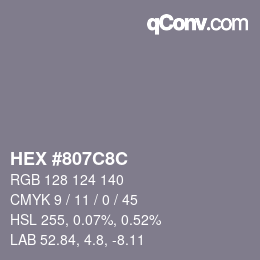 Color code: HEX #807C8C | qconv.com