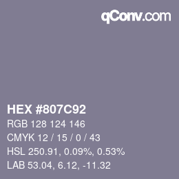 颜色代码: HEX #807C92 | qconv.com
