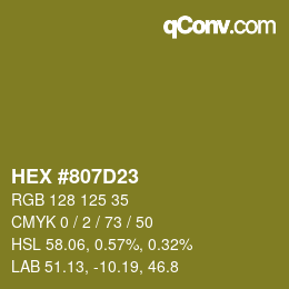 Color code: HEX #807D23 | qconv.com