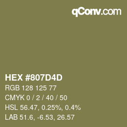 Color code: HEX #807D4D | qconv.com